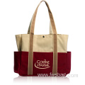 Print 600D Polyester Canvas Tote Bag With Multi-pocket